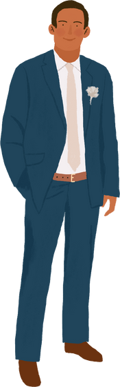 Flat Textured POC Man In Deep Blue Tux Getting Married