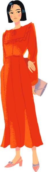 Retro Lady in Red Dress Illustration